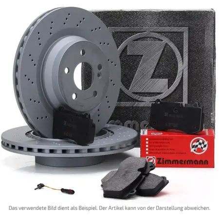 ZIMMERMANN Bremsscheiben + Bel&auml;ge + Sensor MERCEDES W204 S204 C204 C63 AMG hinten