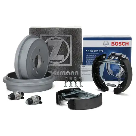 ZIMMERMANN Bremstrommeln + BOSCH Backen + Radbremszylinder SEAT Arosa Mii Lupo Polo hinten