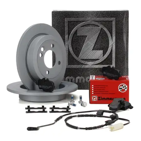 ZIMMERMANN Bremsscheiben + Bel&auml;ge + Wako MINI R56 R57 One / Cooper bis 08.2010 hinten