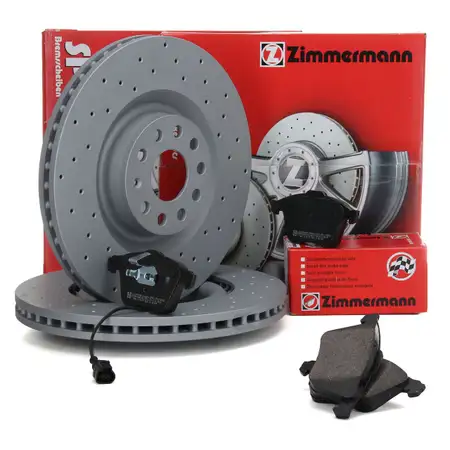 Zimmermann SPORT Bremsscheiben + Bel&auml;ge + Wako AUDI S3 8P Leon VW Golf 6 7 GTI / R vorne