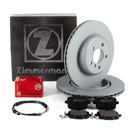 ZIMMERMANN Bremsscheiben + Bel&auml;ge + Sensor BMW 5er F10 535/550i 530/535d 6er F13/06 hinten