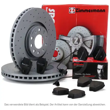 Zimmermann SPORT Bremsscheiben + BREMBO Bel&auml;ge + Wako AUDI A6 (C5) 4.2 / S6 vorne