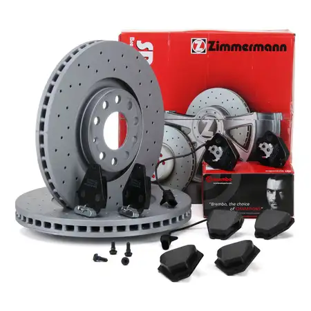 Zimmermann SPORT Bremsscheiben + BREMBO Bel&auml;ge + Wako AUDI S4 (B5) A6 (C5) PR-1LX vorne