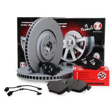 Zimmermann FORMULA Z Bremsscheiben + Bel&auml;ge + Sensor AUDI A6 (C7) A7 (4G) A8 (4H) vorne