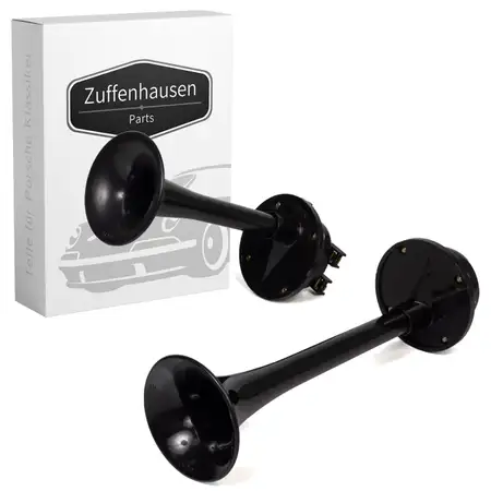 Fanfare Hupe Signalhorn TIEFTON + HOCHTON f&uuml;r PORSCHE 911 ab 1970 964 928