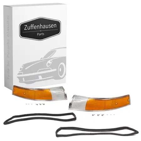 2x Blinker Blinkerglas Sto&szlig;stange + Dichtung f&uuml;r PORSCHE 911 1965-1973 912 1.6 vorne