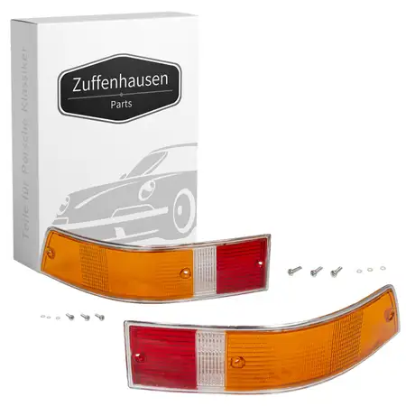 2x R&uuml;cklichtglas CHROM EU-Version f&uuml;r PORSCHE 911 1969-79 912 1.6 links + rechts