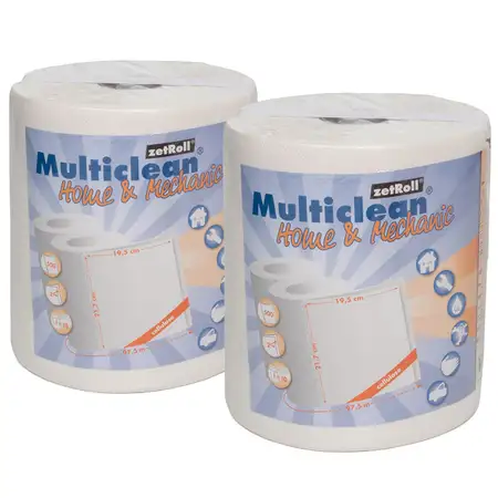 2x Putzrolle Putzt&uuml;cher Putzpapier Papierrolle WEISS 2-LAGIG 23x22cm 1000 Blatt