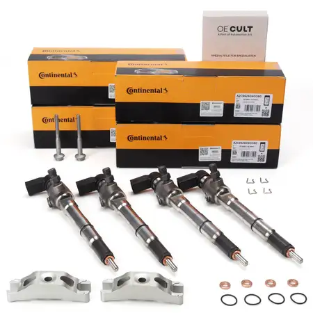 4x CONTI Einspritzd&uuml;se + Halter + Schraube VW Golf 6 Passat B6 B7 Polo 5 Touran 1.6 TDI