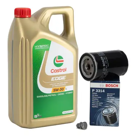 5L CASTROL EDGE 5W-30 LL Motor&ouml;l + BOSCH &Ouml;lfilter VW Golf 4 Passat Sharan Touran 1.6-2.0