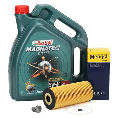 5L CASTROL Magnatec DIESEL 5W40 DPF Motor&ouml;l + HENGST &Ouml;lfilter VW Golf 4 Passat B5 B5.5 TDI