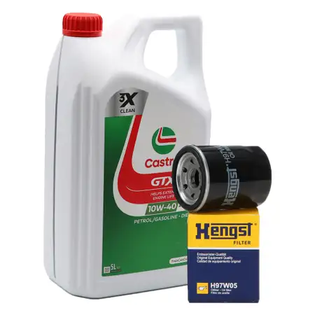 5L CASTROL GTX 10W-40 A3/B4 Motor&ouml;l + HENGST &Ouml;lfilter VW Golf 1 2 3 Passat Polo T4 Vento