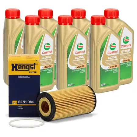 7L CASTROL EDGE Professional &Ouml;l TITANIUM FST A5 0W30 + HENGST &Ouml;lfilter E27HD84