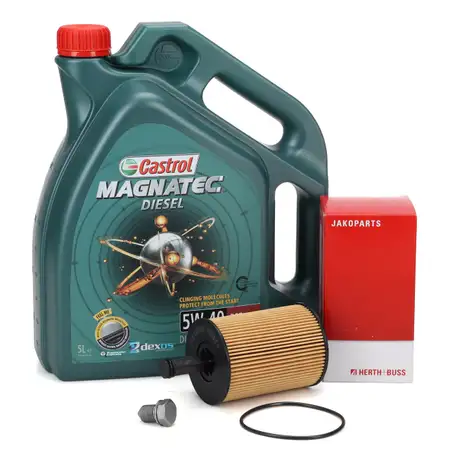 5L CASTROL Magnatec DIESEL 5W40 DPF Motor&ouml;l + H+B &Ouml;lfilter AUDI FORD SEAT SKODA VW TDI