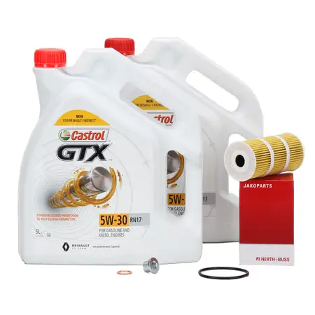 10L CASTROL GTX 5W-30 RN17 Motor&ouml;l HERTH+BUSS &Ouml;lfilter FIAT MERCEDES NISSAN OPEL RENAULT