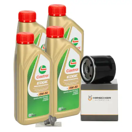 4L CASTROL EDGE A5 0W-30 + HIRSCHER &Ouml;lfilter VOLVO C30 S40 S60 S80 V40 V50 V60 V70 1.6