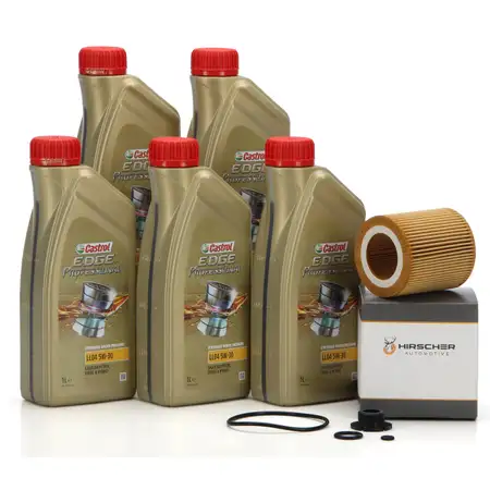 5L CASTROL EDGE 5W30 M LL-04 Motor&ouml;l + HIRSCHER &Ouml;lfilter BMW F20/21 F30-34 F32 X1 X3 N20