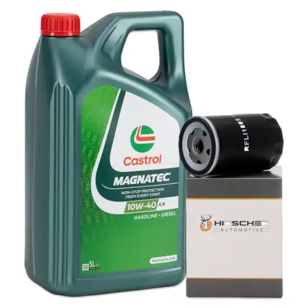 5L CASTROL MAGNATEC 10W-40 A/B Motor&ouml;l + HIRSCHER &Ouml;lfilter VW Golf 3-6 Passat Polo T4 T5