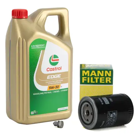 5L CASTROL EDGE 5W-30 LL Motor&ouml;l + MANN &Ouml;lfilter VW Passat B5 B5.5 A4 A6 Exeo 1.8 T