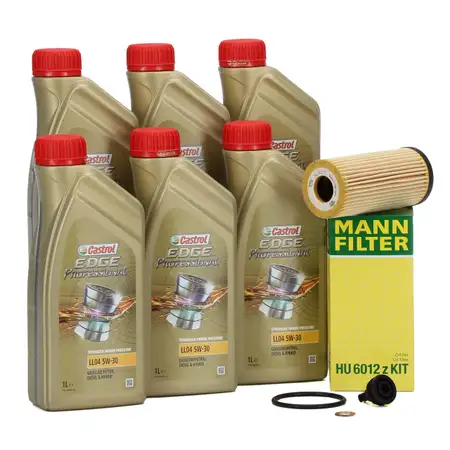 6L CASTROL EDGE 5W30 M LL-04 Motor&ouml;l + MANN &Ouml;lfilter BMW F45 F46 X1 F48 X2 MINI B48 B47