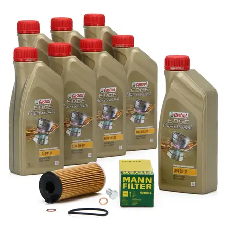 8 Liter CASTROL Edge Motor&ouml;l &Ouml;L 5W30 M BMW Longlife-04 + MANN &Ouml;lfilter HU6004x