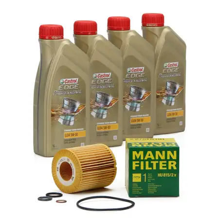 4 Liter CASTROL Edge Motor&ouml;l &Ouml;L 5W30 M BMW Longlife-04 + MANN &Ouml;lfilter HU815/2x