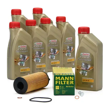 7L CASTROL EDGE 5W30 M LL-04 Motor&ouml;l + MANN &Ouml;lfilter BMW 5er F10 F11 M550d X5 X6 M50d N57