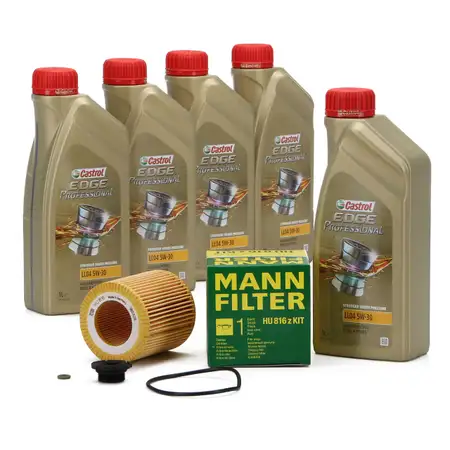 5L CASTROL EDGE 5W30 M LL-04 Motor&ouml;l + MANN &Ouml;lfilter BMW F20/21 F30-34 F32-36 X1 X3 Z4 N20