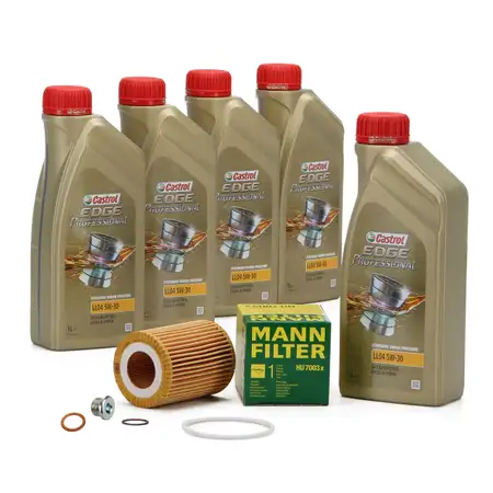 5L CASTROL EDGE 5W30 M LL-04 Motor&ouml;l + MANN &Ouml;lfilter f&uuml;r BMW F20 F20 114-120i F30 F31 N13