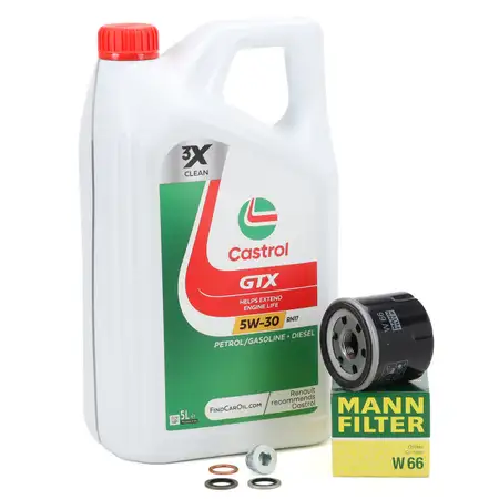 5L CASTROL GTX 5W-30 RN17 Motor&ouml;l + MANN &Ouml;lfilter RENAULT Clio 2 3 4 Twingo 1 2 1.2