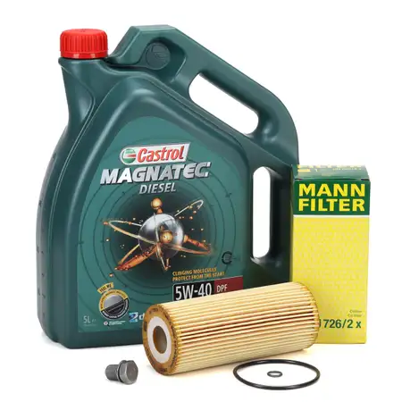 5L CASTROL Magnatec DIESEL 5W40 DPF Motor&ouml;l + MANN &Ouml;lfilter VW Golf 4 Passat B5 B5.5 TDI