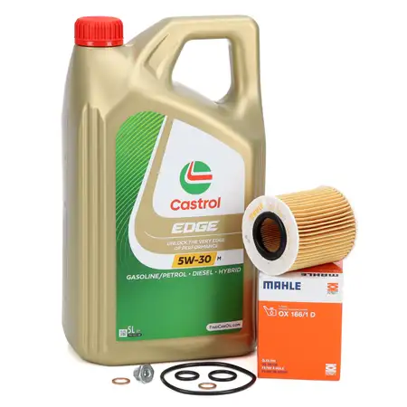 5L CASTROL EDGE 5W-30 M Motor&ouml;l + MAHLE &Ouml;lfilter BMW E81-88 E46 E9-93 X1 E84 Z4 85 N40-46