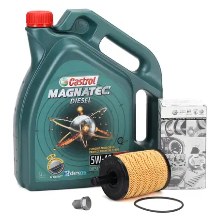 5L CASTROL Magnatec DIESEL 5W40 DPF Motor&ouml;l + ORIGINAL VAG &Ouml;lfilter 071115562C