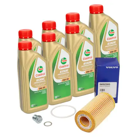 7L CASTROL EDGE Professional &Ouml;l TITANIUM FST A5 0W30 + ORIGINAL Volvo &Ouml;lfilter