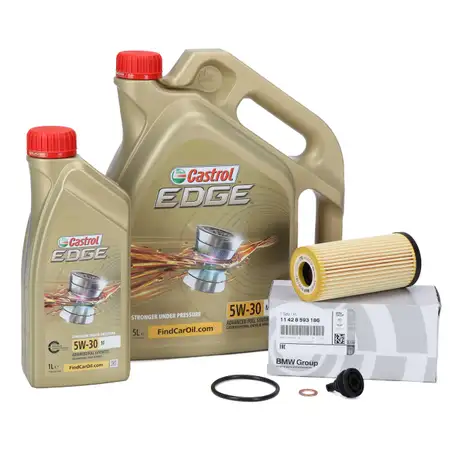 6L CASTROL EDGE 5W-30 M LL-04 Motor&ouml;l + ORIGINAL BMW &Ouml;lfilter F45/46 X1 F48 X2 F39 B47 B48