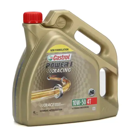 4L 4 Liter CASTROL Motor&ouml;l &Ouml;l POWER 1 RACING 4T 4-TAKT 10W50 JASO MA-2 API SN