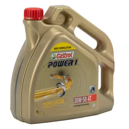 CASTROL Motor&ouml;l &Ouml;l POWER 1 20W-50 4T 4-TAKT Motorrad API SN JASO MA-2 - 4 Liter