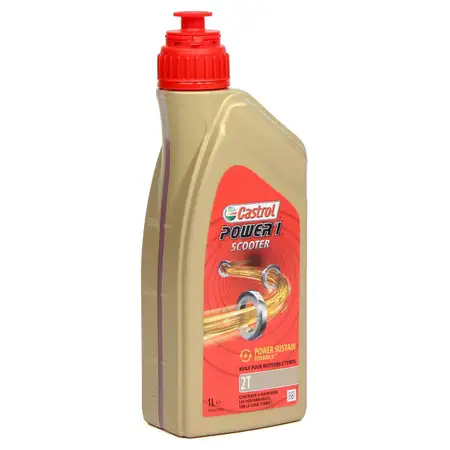 1L 1 Liter CASTROL POWER 1 SCOOTER Motor&ouml;l &Ouml;l 2T 2-TAKT API TC+ ISO-L-EGD JASO FD