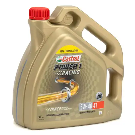 4L 4 Liter CASTROL POWER 1 RACING 4T 5W-40 MOTORRAD Motor&ouml;l JASO MA-2