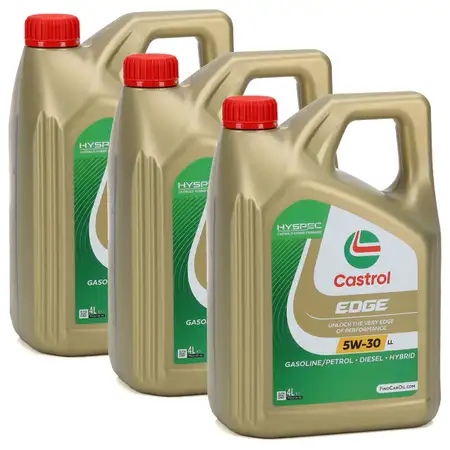 12L 12 Liter CASTROL EDGE 5W-30 LL Motor&ouml;l &Ouml;L ACEA C3 BMW LL-04 MB 229.31/51 VW 504/507.00