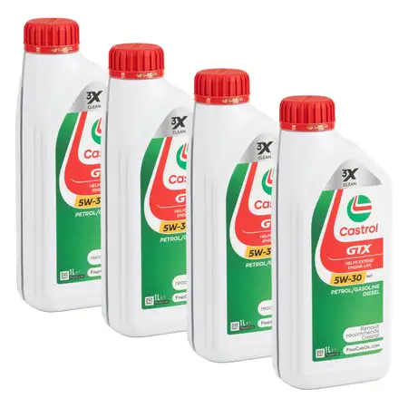 4L 4 Liter CASTROL GTX 5W-30 RN17 Motor&ouml;l &Ouml;l ACEA C3 Renault RN17 MB 226.52