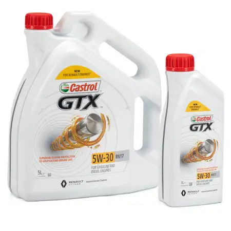 6L 6 Liter CASTROL GTX 5W-30 RN17 Motor&ouml;l &Ouml;l ACEA C3 Renault RN17 MB 226.52