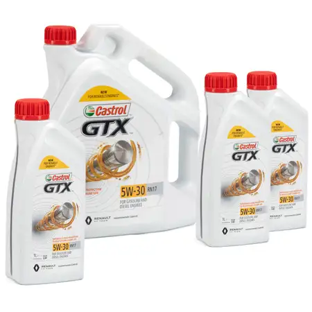 8L 8 Liter CASTROL GTX 5W-30 RN17 Motor&ouml;l &Ouml;l ACEA C3 Renault RN17 MB 226.52