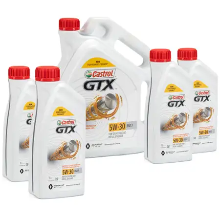 9L 9 Liter CASTROL GTX 5W-30 RN17 Motor&ouml;l &Ouml;l ACEA C3 Renault RN17 MB 226.52