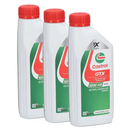 3L 3 Liter CASTROL GTX 10W-40 A3/B4 Motor&ouml;l &Ouml;l MB 226.5/229.3 RN0700/0710 VW 501.00/505.00