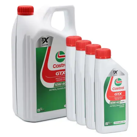 9L 9 Liter CASTROL GTX 10W-40 A3/B4 Motor&ouml;l &Ouml;l MB 226.5/229.3 RN0700/0710 VW 501.00/505.00