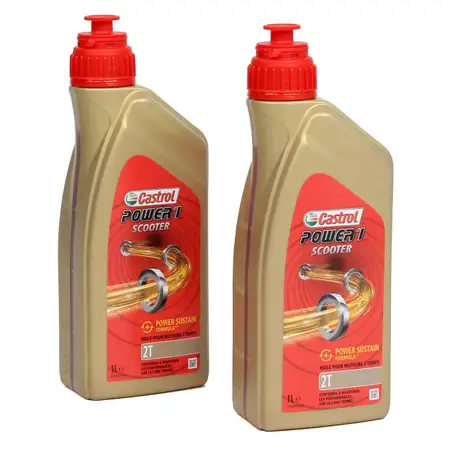 2L 2 Liter CASTROL POWER 1 SCOOTER Motor&ouml;l 2T 2-TAKT API TC+ ISO-L-EGD JASO FD