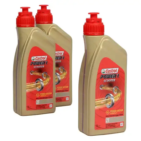 3L 3 Liter CASTROL POWER 1 SCOOTER Motor&ouml;l 2T 2-TAKT API TC+ ISO-L-EGD JASO FD