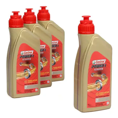 4L 4 Liter CASTROL POWER 1 SCOOTER Motor&ouml;l 2T 2-TAKT API TC+ ISO-L-EGD JASO FD