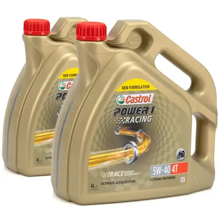 8L 8 Liter CASTROL POWER 1 RACING 4T 5W-40 MOTORRAD Motor&ouml;l JASO MA-2